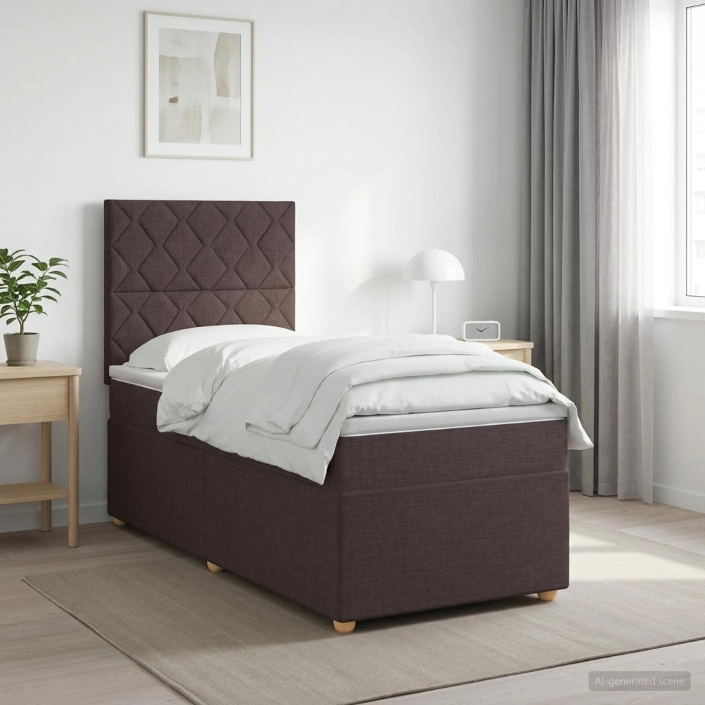Letto box spring con materasso Marrone Scuro 80 x 200 cm 3453763