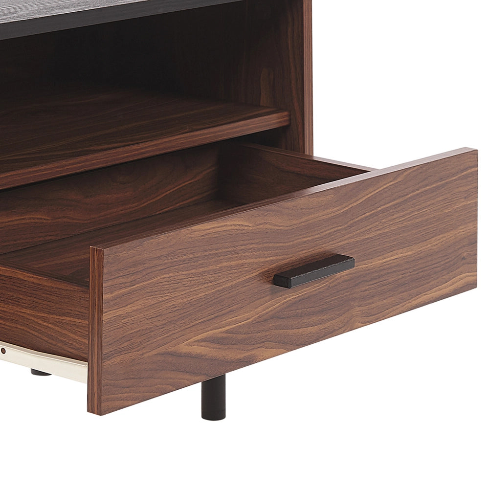Mobile Tv in Stile Retro Legno Scuro e Nero per Televisori Fino a 54ʺ