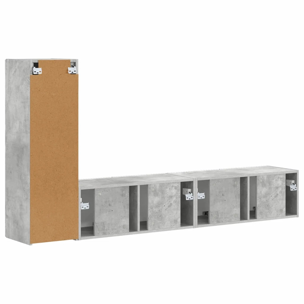 Set mobile TV 3 pcs Grigio cemento Legno multistrato