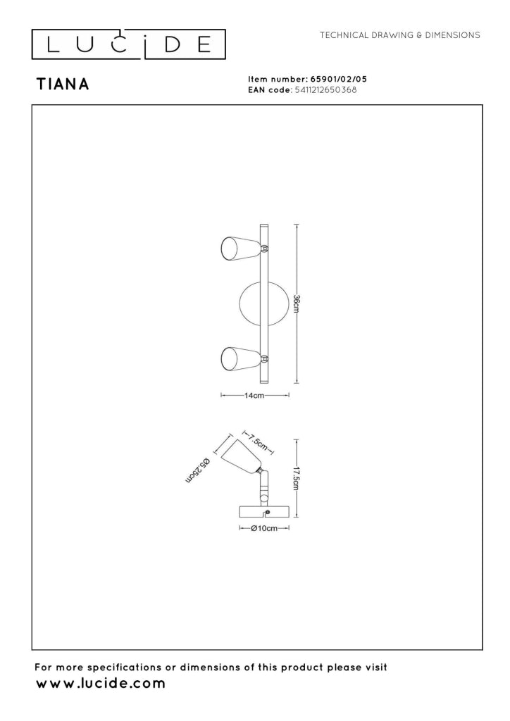 Faretto da soffitto TIANA 2xGU10 oro nero Lucide