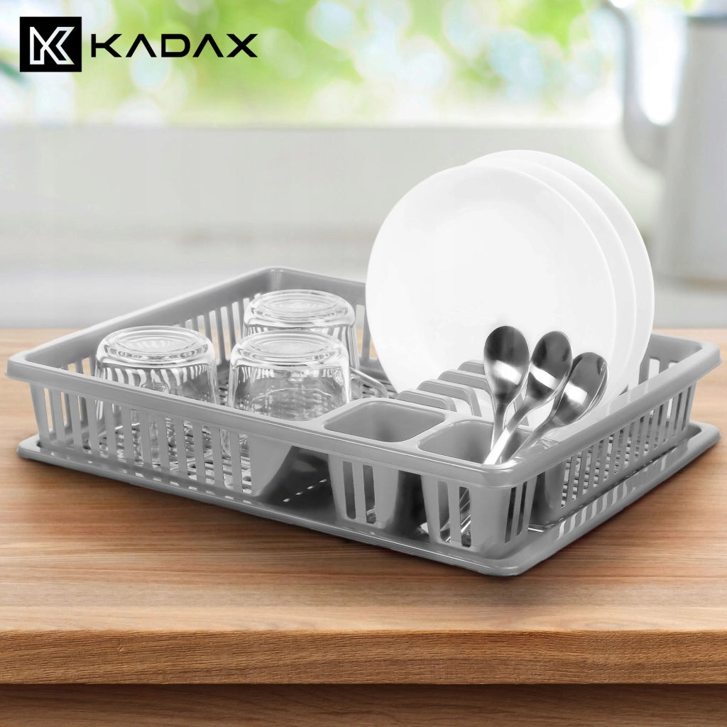 Scolapiatti KADAX per posate, piccolo, a un solo livello, in plastica, 38 cm