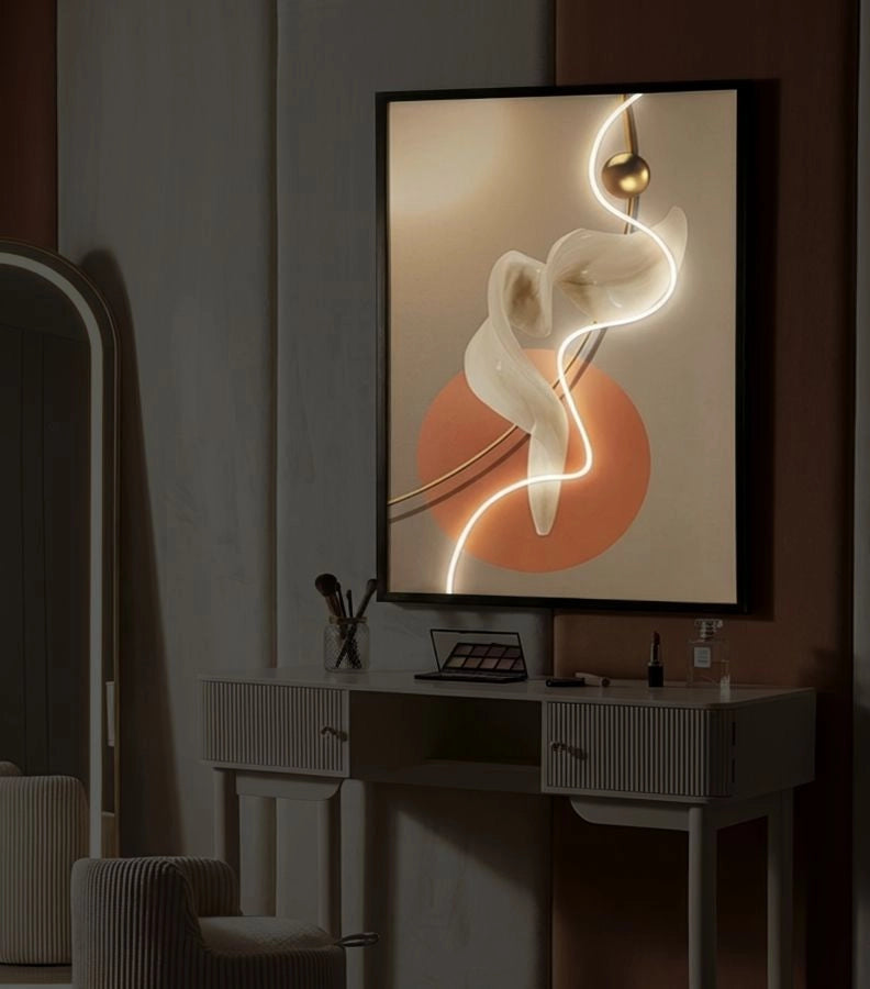 Stampa con LED su Tela Abstract 80x4x120 cm in Tela e Plastica e MDF Multicolor
