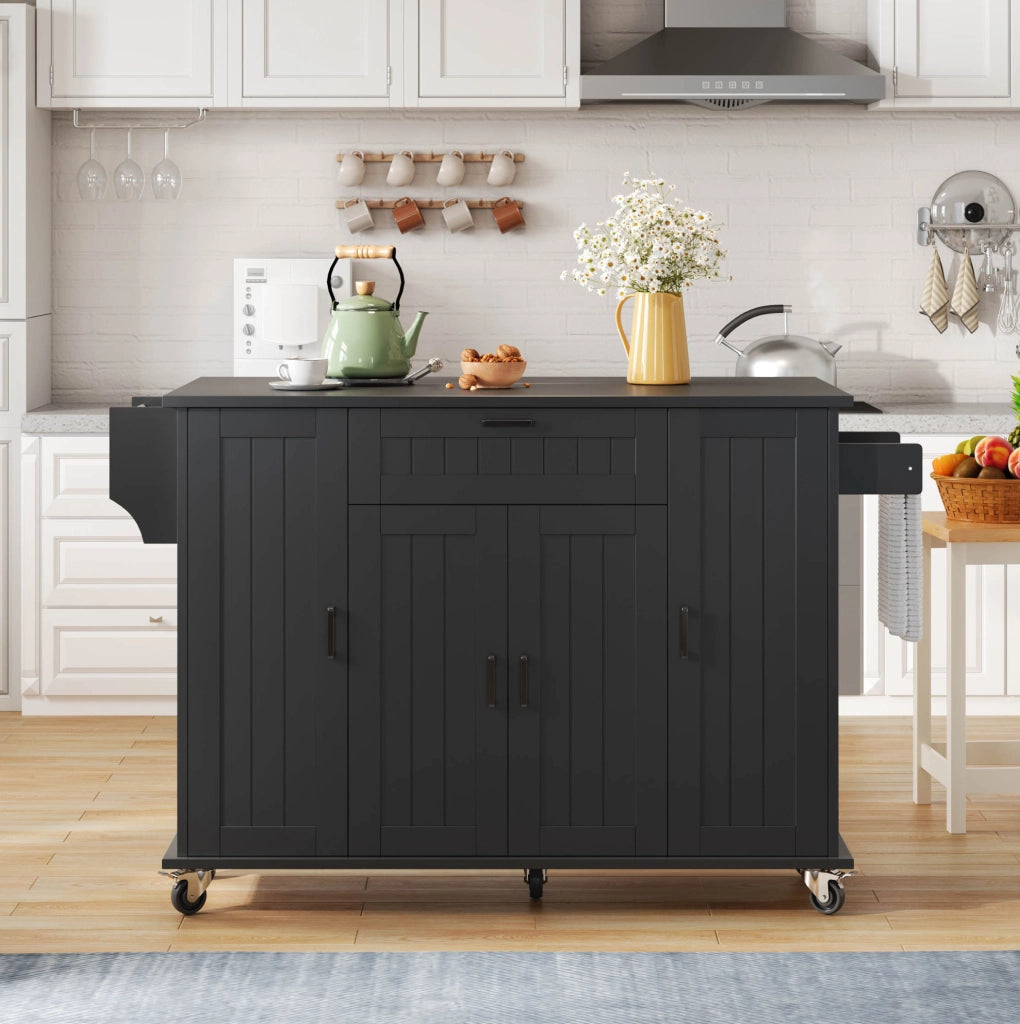 Isola cucina con piano ribaltabile 120x45(70)x95 cm; MDF nero