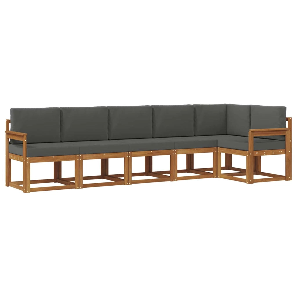 Set di divani da esterno con cuscino 6 pcs Naturale e Antracite