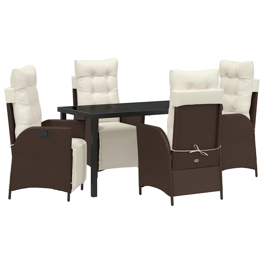 Set da Pranzo per Giardino con cuscino 5 pcs Marrone polyrattan 3380542