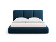 Cosmopolitan Design - Letto a cassettone con testiera "Nicolas" 140x200cm in ciniglia blu reale 