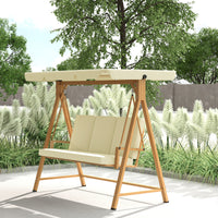 Dondolo da Giardino 3 Posti 195x120x170 cm con Tettuccio Regolabile Beige