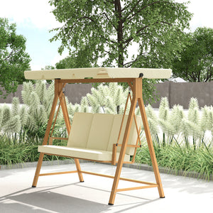 Dondolo da Giardino 3 Posti 195x120x170 cm con Tettuccio Regolabile Beige
