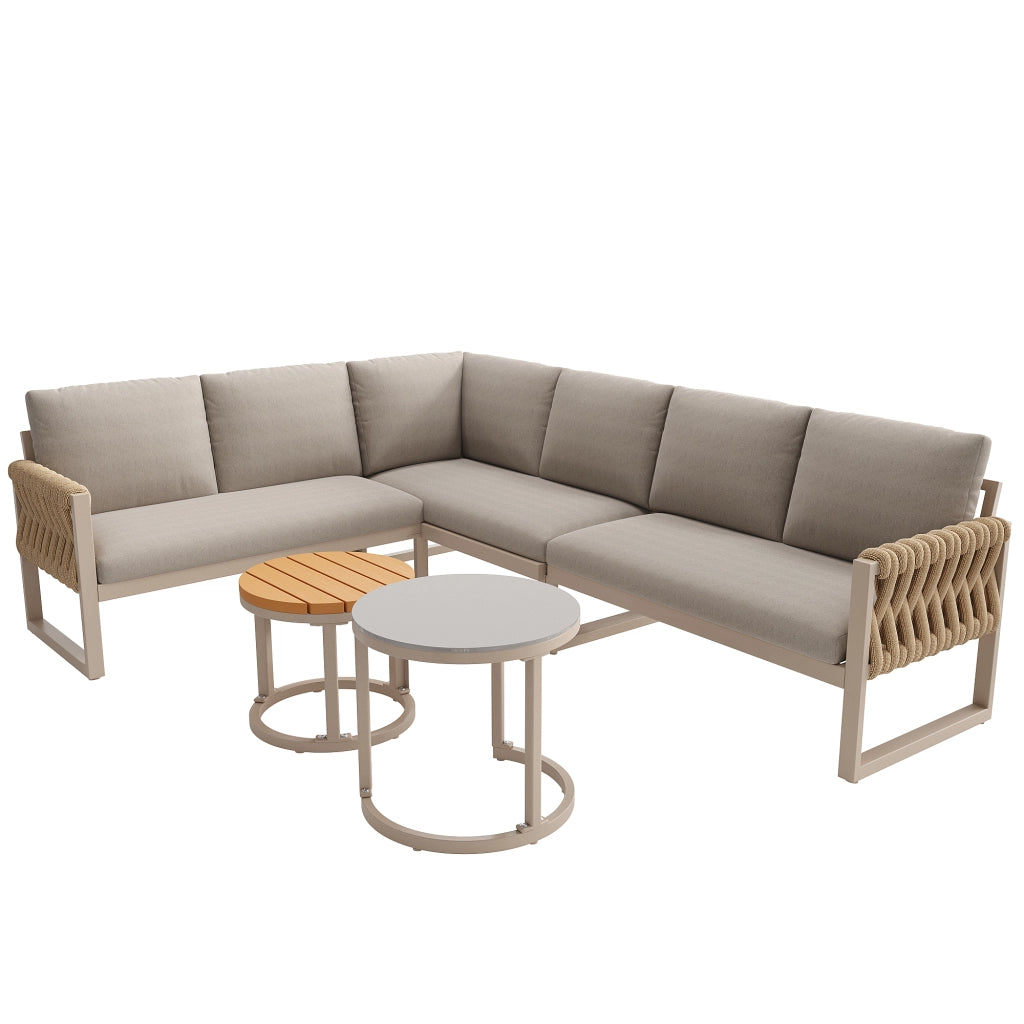 Set giardino modulare - Zephmum- per 5-6 persone, cuscini removibili, impermeabile, gambe regolabili