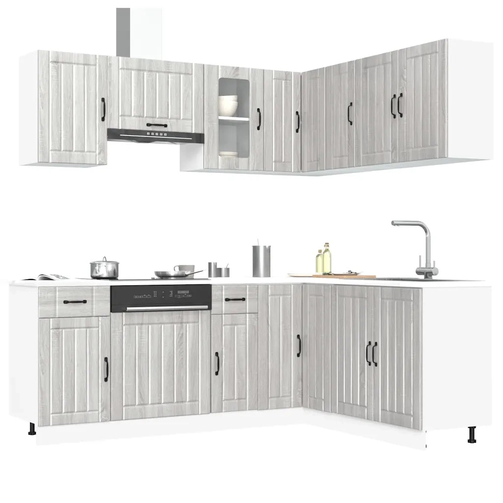 Set Mobili da Cucina 11 pz Lucca Grigio Sonoma in Truciolato 3314957