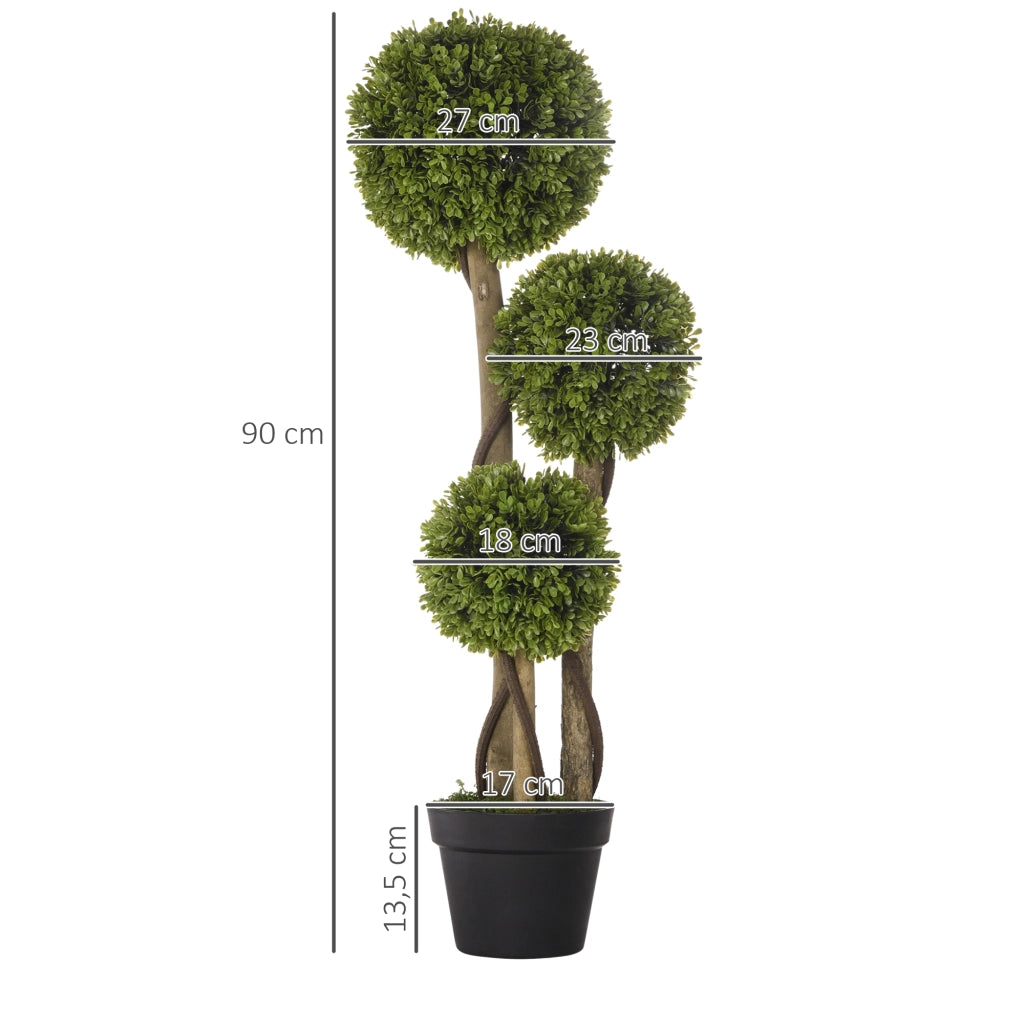 Pianta artificiale, 90 cm, pianta artificiale, bosso in vaso, albero artificiale con protezione UV, pianta da interno per soggiorno, verde chiaro