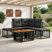 Set Divano da Giardino 6 pz Nero e Grigio scuro polyrattan 3437867