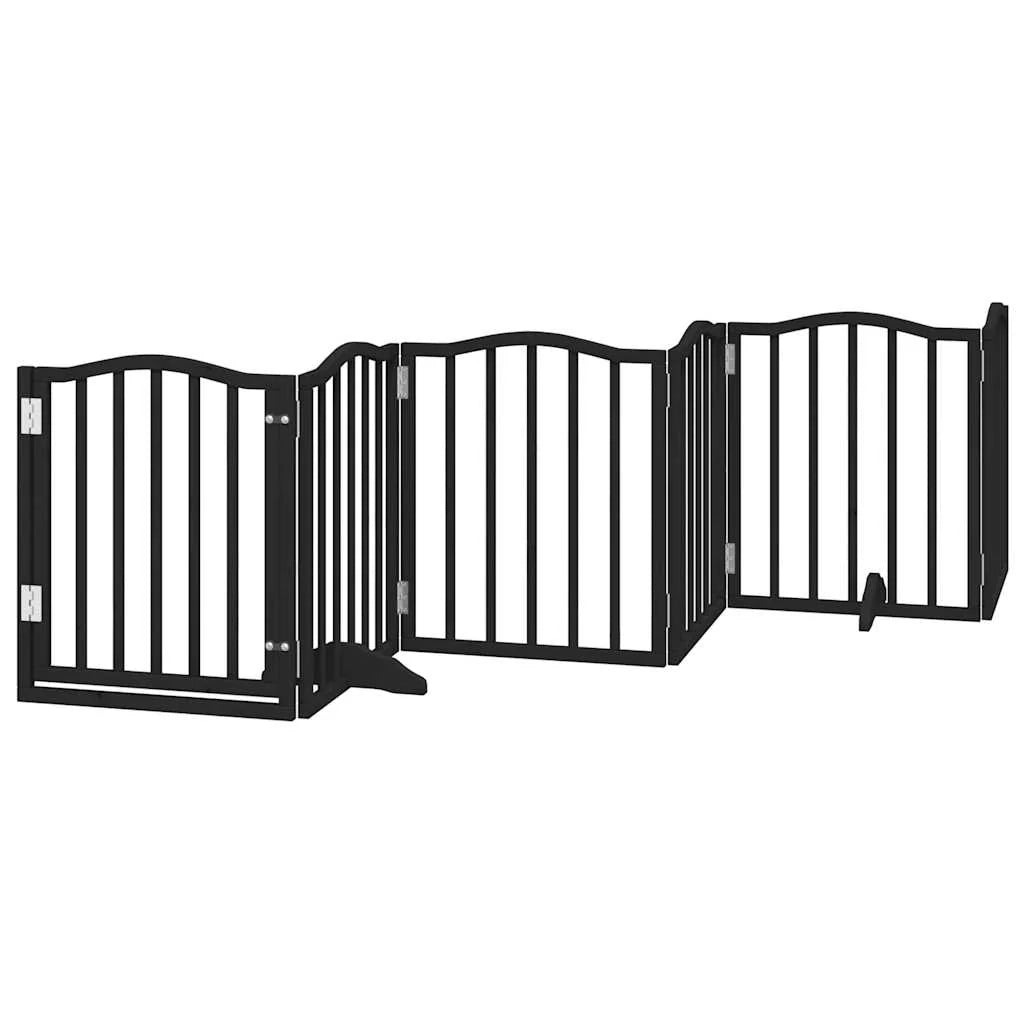 Cancelletto di sicurezza per animali domestici porta pieghevole 15 pannelli legno di pioppo nero 02_0023216