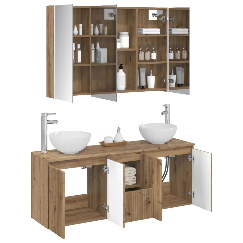 Set di Armadi da Bagno 4 pcs Rovere Artigianale 3406350