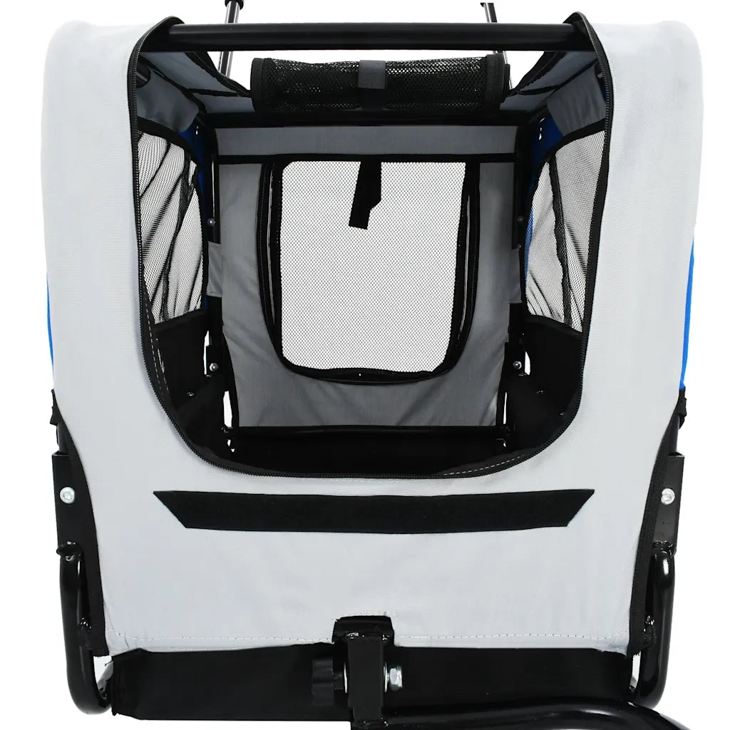 Rimorchio per Animali Domestici e Passeggino 2in1 Grigio e Blu 91763
