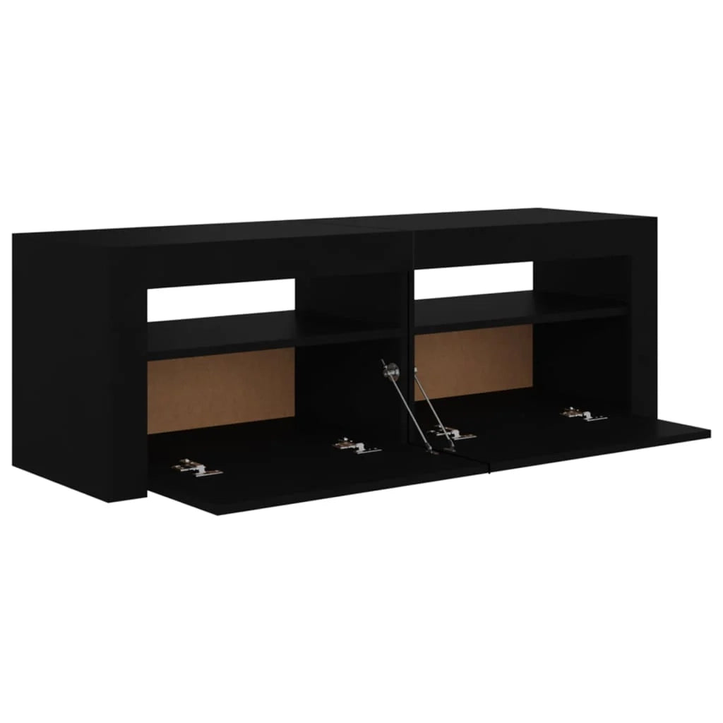 Mobile TV multimediale scaffale per televisione televisore buffet sala da pranzo soggiorno camera da letto con luci a LED 120 x 35 x 40 cm nero 02_0026524