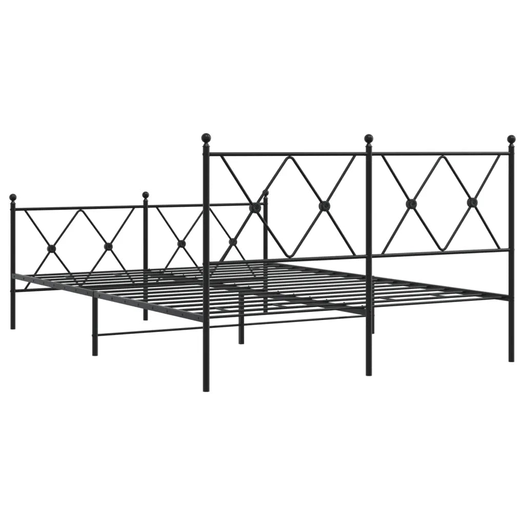 Giroletto con Testiera e Pediera Metallo Nero 140x200 cm 376521