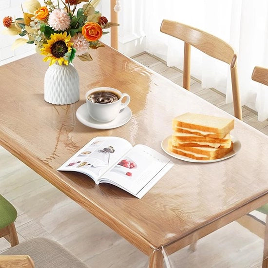Telaio per tavolo, trasparente, lavabile, pellicola per tavolo, trasparente, all'aperto, impermeabile, lavabile, pellicola PVC, impermeabile, pellicola per tavolo, adatta per dentro e fuori (140 x 220 cm)