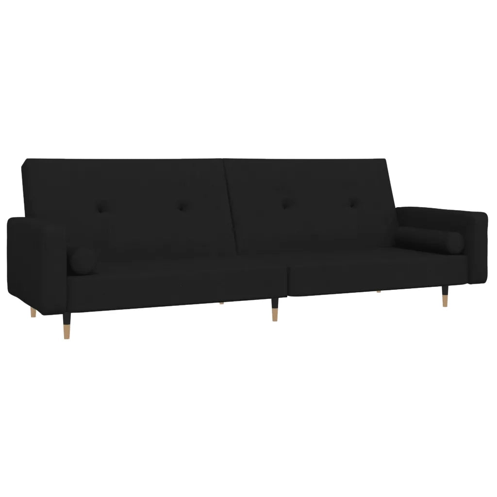 Divano Letto a 2 Posti con 2 Cuscini Nero in Velluto 375752