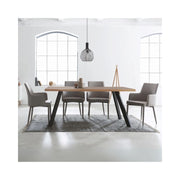Tavolo fisso Marburg 160x80x74H con piano cacao e bordo legno e struttura in acciaio antracite