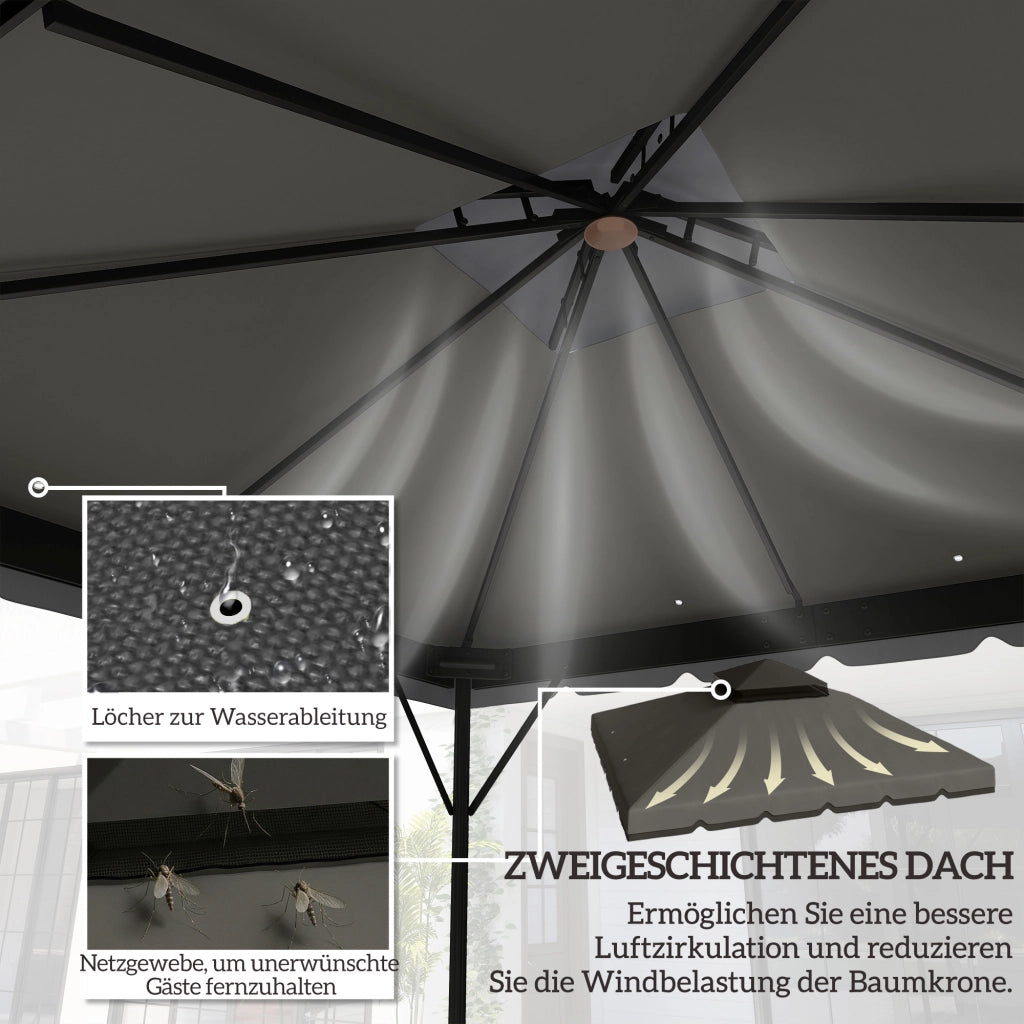 Tetto sostitutivo per gazebo 3x3m ¨C zephmum ¨C grigio chiaro impermeabile