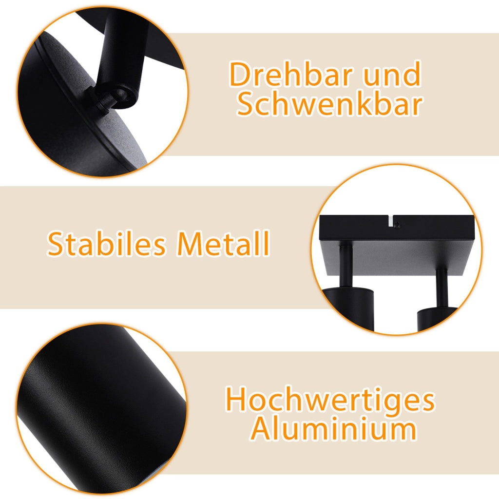 ZMH Faretto da soffitto 2 fiamme GU10 lampada da soffitto moderna parete orientabile 330° soggiorno