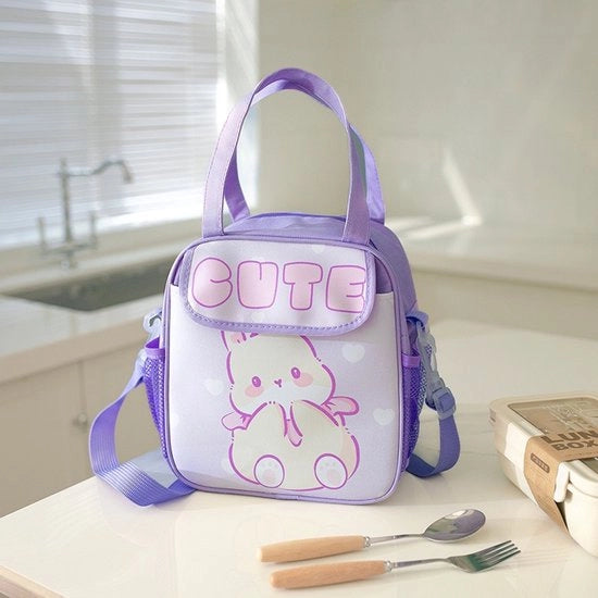 Tasca per pranzo cartoon, grande tas da spalla per il pranzo, tas isolato per il lavoro, tasca per studenti