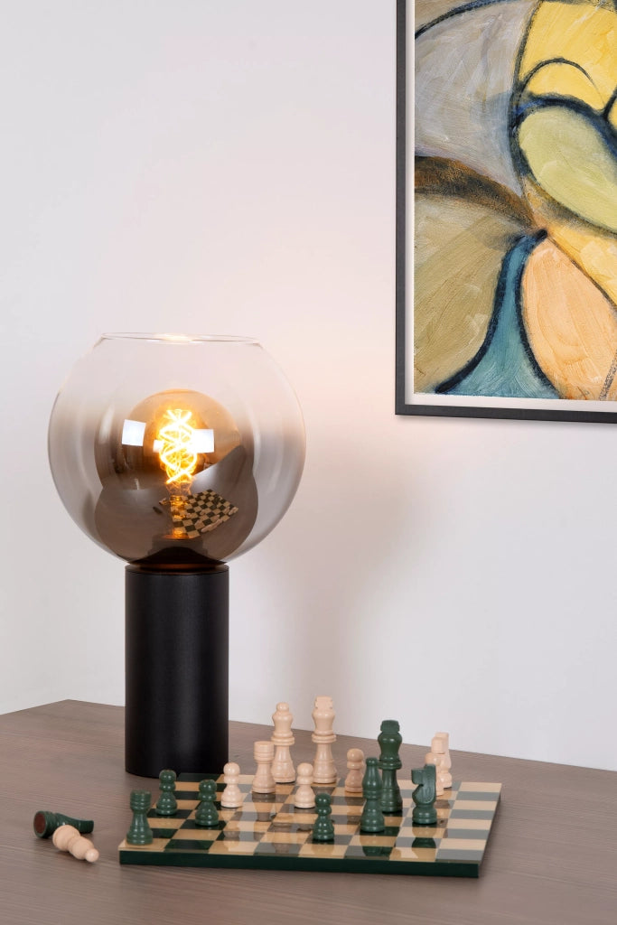 Lampada da tavolo nera con vetro E27 Marius Lucide