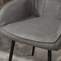 Sedia da Pranzo in Stile Industriale con Schienale, Sedia da Soggiorno Moderna in  Finta Pelle e Metallo Nero, 61x58x84 cm, Grigia