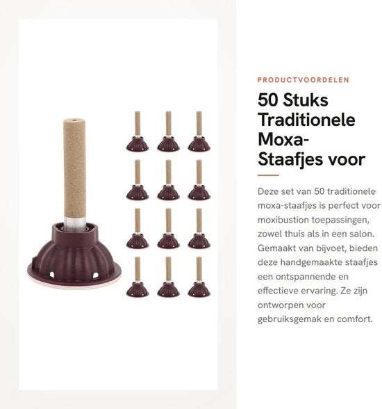 Moxa-stick tradizionali a mano - 50 pezzi - Design portatile e sostenibile - Per moxibustion - Moxa-sticks