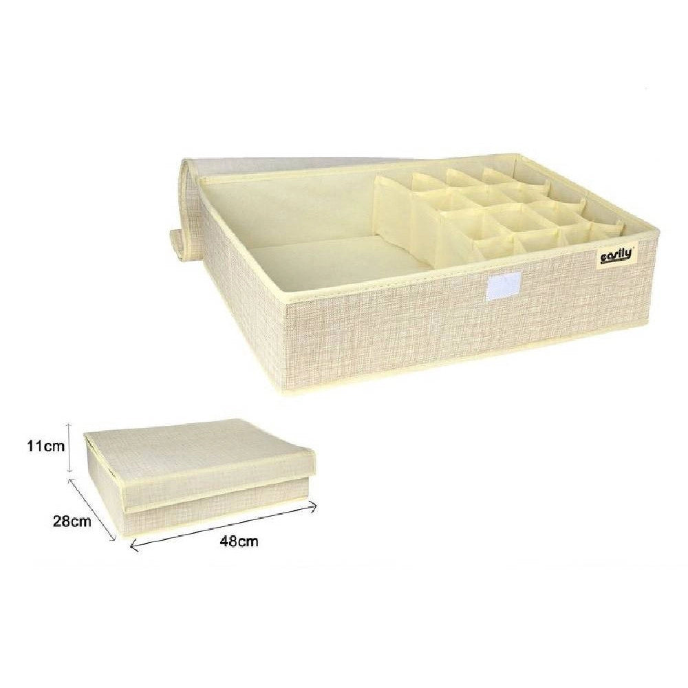 Trade Shop - Porta Oggetti Tessuto Organizer Contenitore Biancheria 17 Posti 48x28x11cm 69722 -