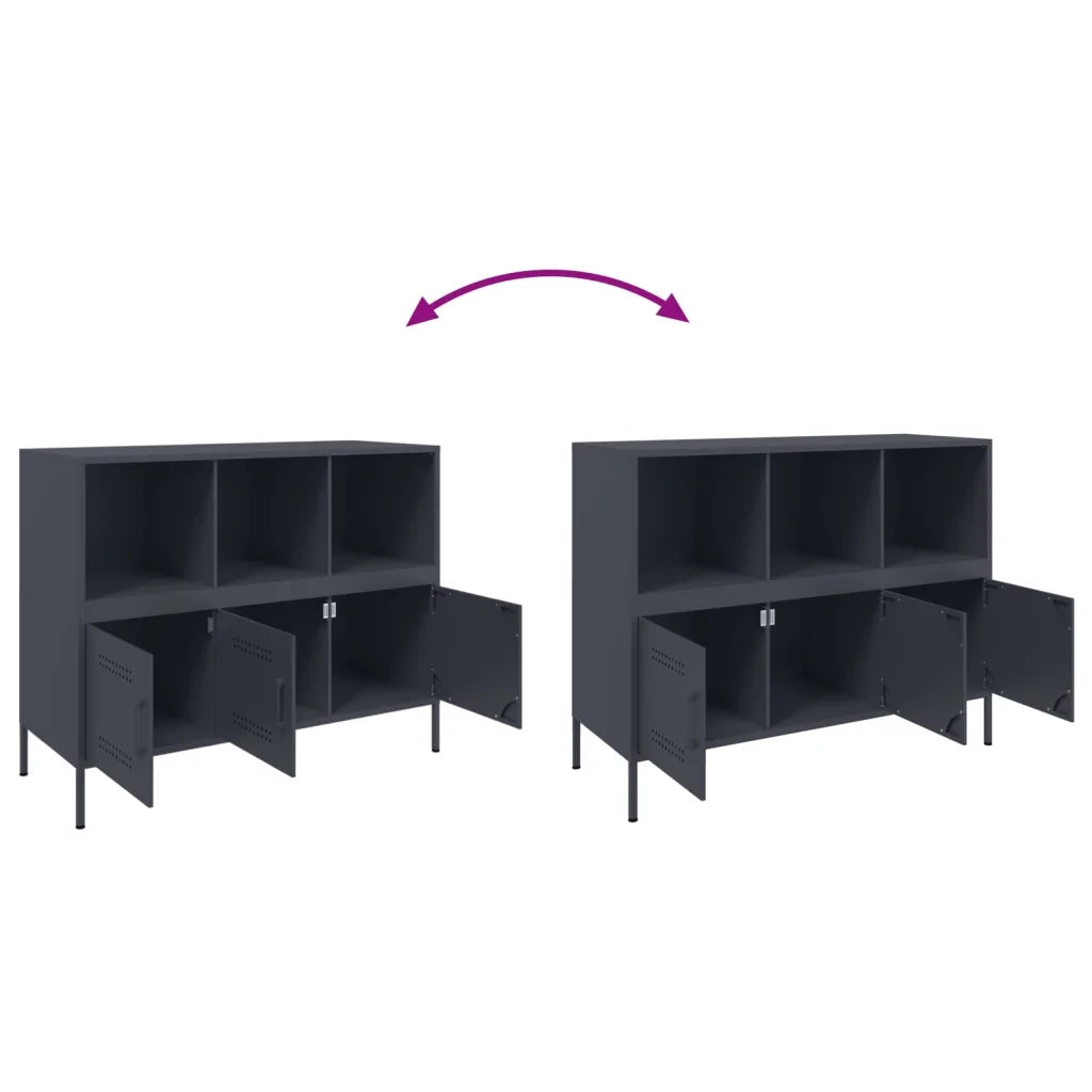 Credenza | Madia | Buffet da pranzo | Armadio da pranzo Antracite 100,5x39x79 cm in Acciaio