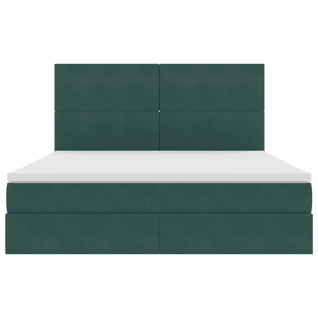 Letto con contenitore LED e materasso Verde Scuro 160 x 200 cm