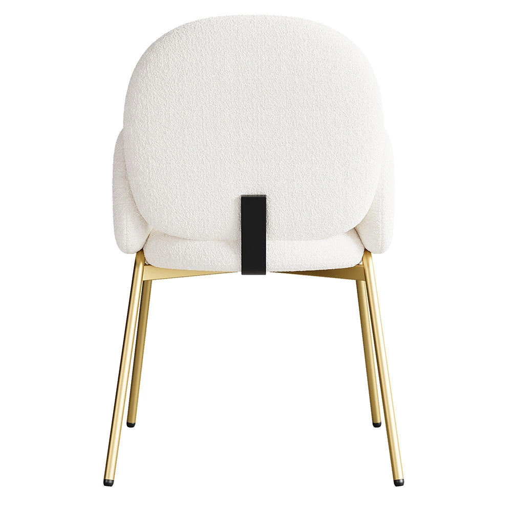 Sedia da pranzo lussuosa - Xylo - L 55 ¡Á P 64,5 ¡Á H 88 cm - Beige - Piedi dorati, rivestimento Teddy