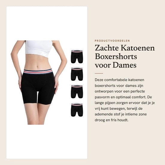 Calze da donna a boxershorts - Tessuto di cotone - Respirante - Senza marchio - Cintura elastica - Lunghe gambe