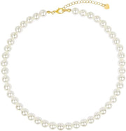 Collana a goccia bianca da 6-8 mm per donne - collana corta stile retro - regalo di Natale per donne e ragazze - gioielli da sposa - perle per il matrimonio