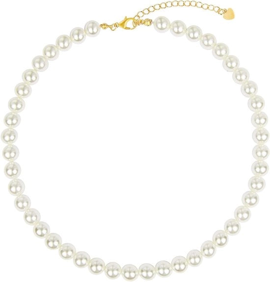 Collana a goccia bianca da 6-8 mm per donne - collana corta stile retro - regalo di Natale per donne e ragazze - gioielli da sposa - perle per il matrimonio