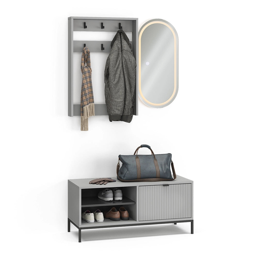 Armadio da ingresso Eliza Grigio 100 x 45 cm Set, 3 parti Vicco