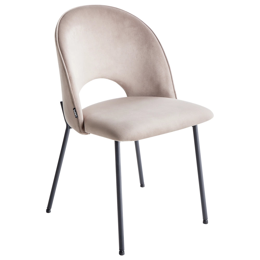 Set di 2 sedie da pranzo rivestimento in velluto tortora gambe nere glamour retrò