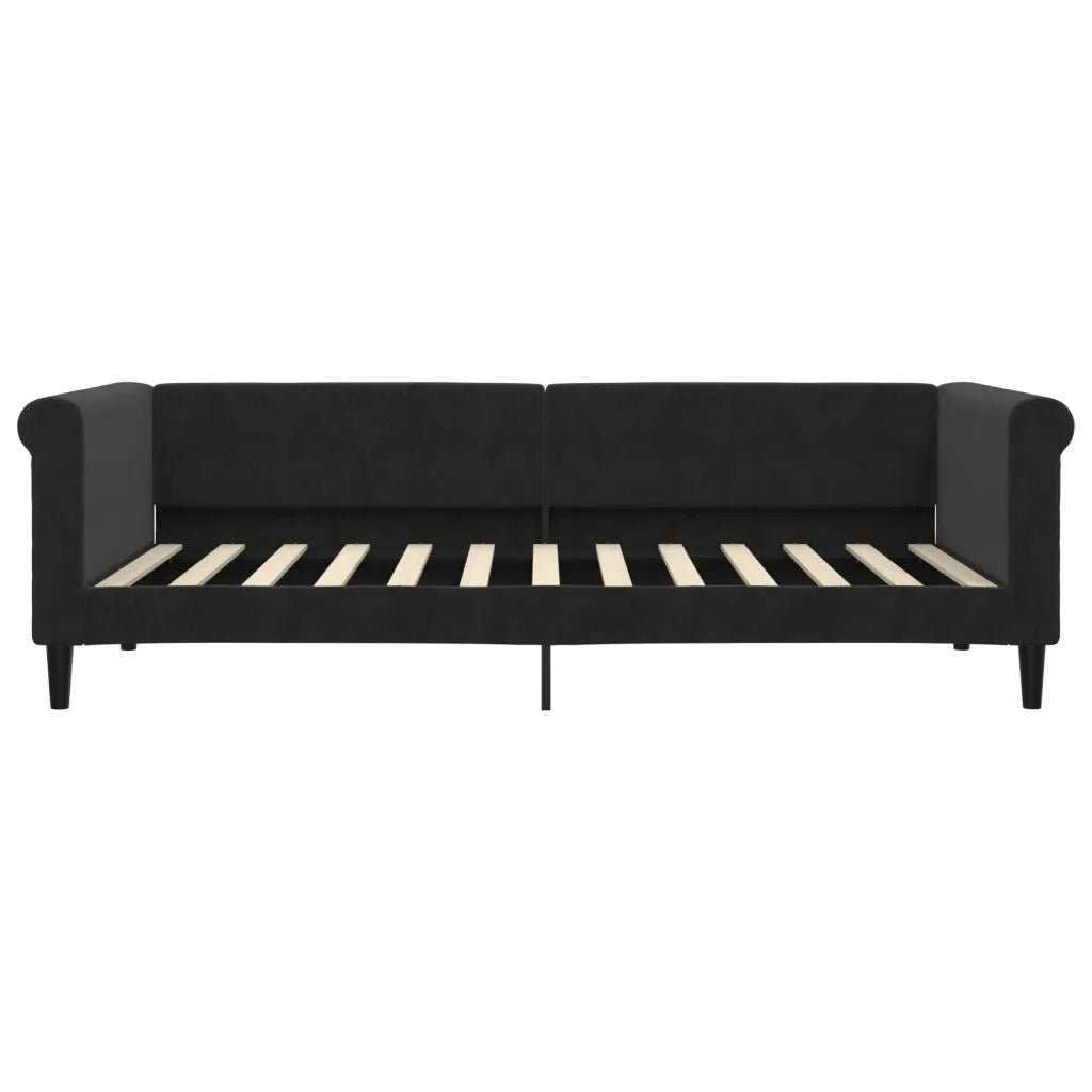 Divano Letto con Materasso Nero 90x200 cm in Velluto