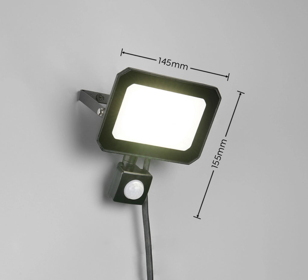 Faretto LED nero con sensore PIR FUNCHAL RL 30W IP44