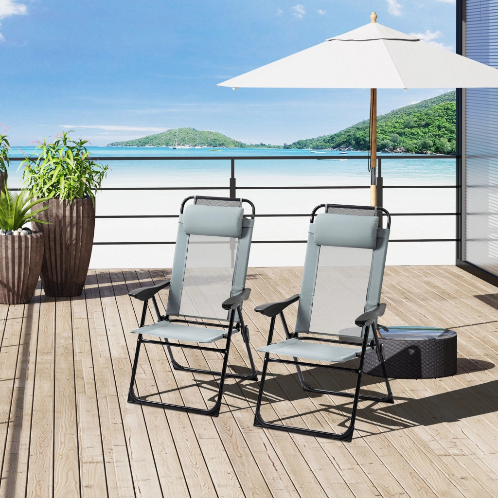 Set di 2 sedie da giardino pieghevoli ¨C zephmum ¨C Grigio, Polipropilene, Acciaio