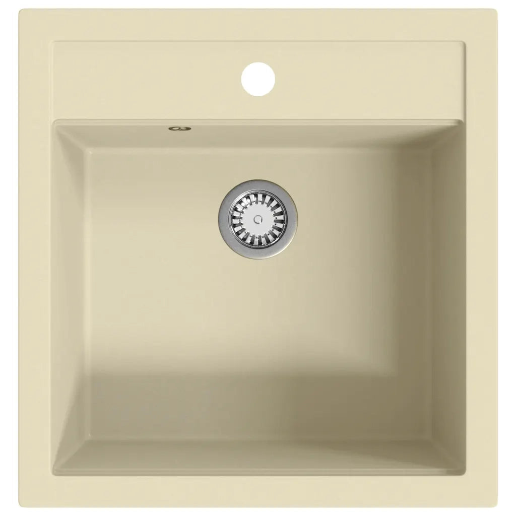 Lavello da Cucina in Granito Vasca Singola Beige CFW8349295
