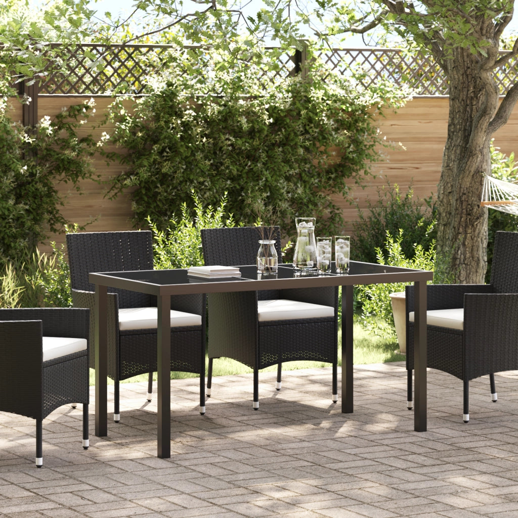 Tavolo da Giardino Nero 140x80x73 cm Vetro Temperato