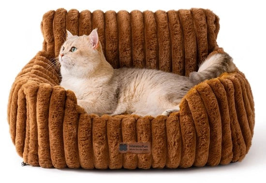 Letto per cani e gatti - Letto morbido e soffice per gatti indoor, Letto per cani e gatti, Letto per cani piccolo (marrone, 61x48x30cm)