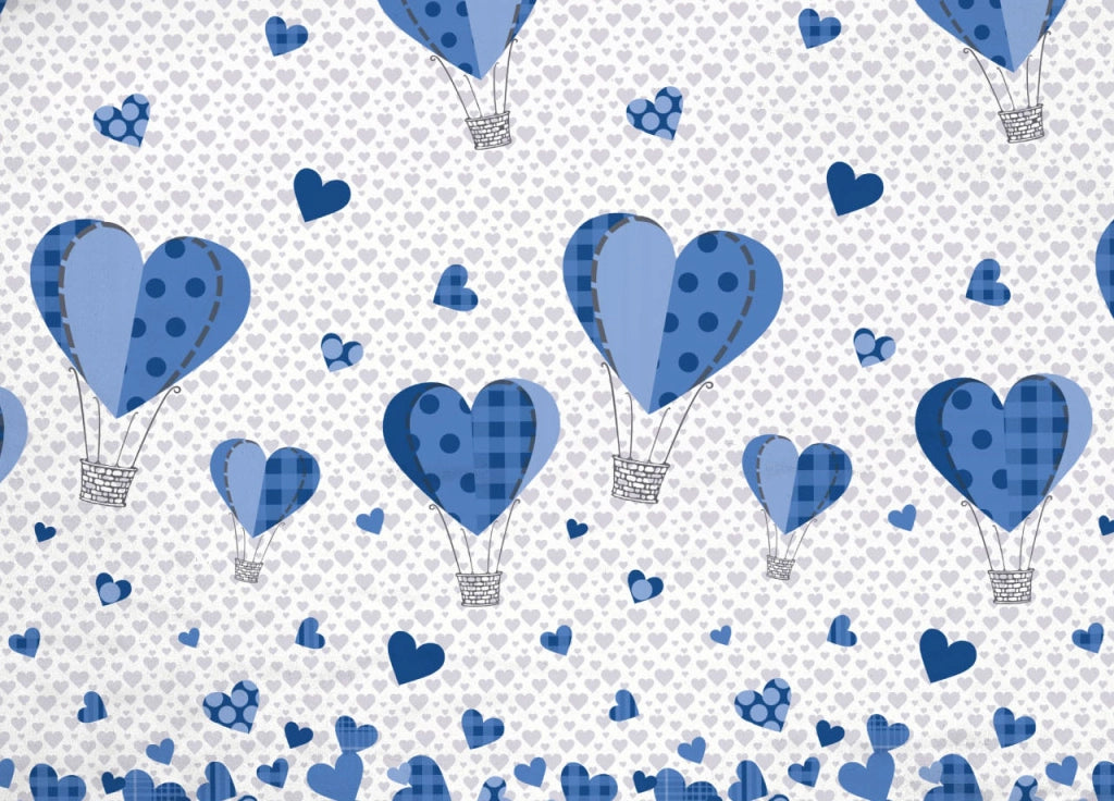 Copripiumino Sacco Piumone Pensieri Delicati Cotone Disegno Mongolfiera - Matrimoniale - Blu