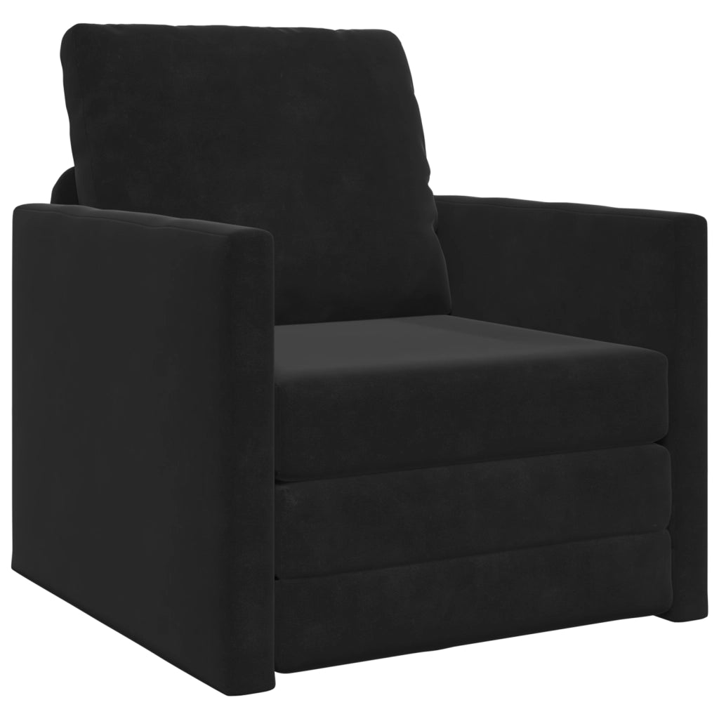 Sofa Letto Floor 2-in-1 Nero 74x77x81 cm in Velluto