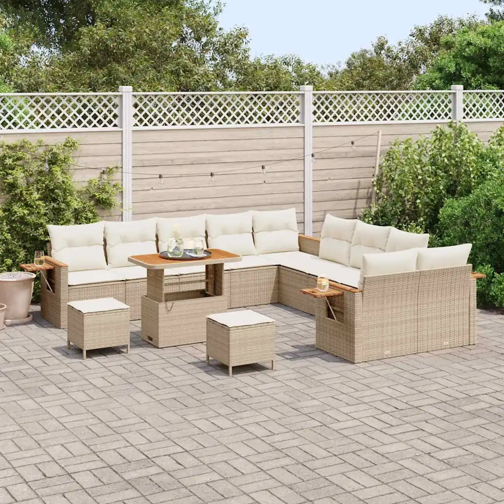 Set Divano da Giardino con cuscino 13 pcs Beige e Crema