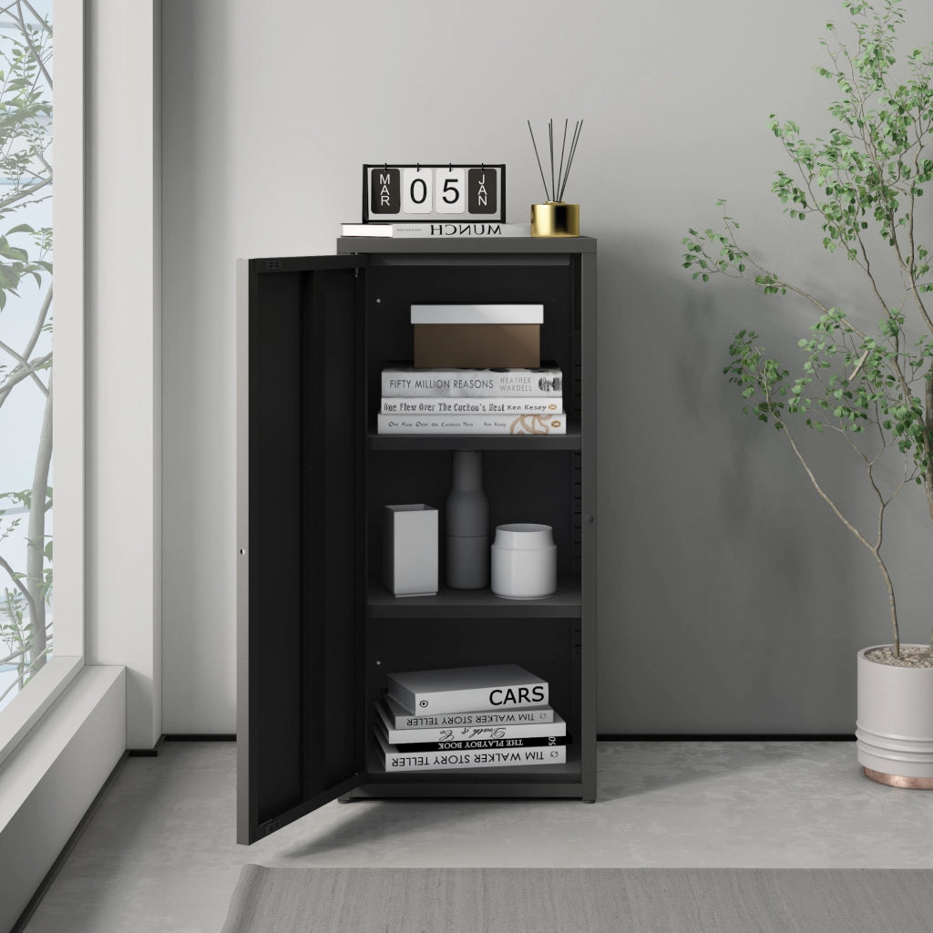 Armadio a Colonna Burlöv in Metallo Mobile per Archivio 88 x 40 x 35 cm Nero [en.casa]