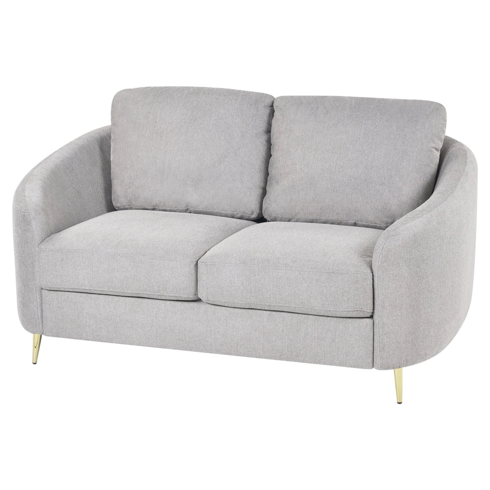 Divano 2 posti in tessuto grigio con piedi dorati curve morbide stile glamour elegante soggiorno